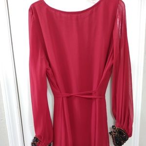 Rise Red Long sleeved Dress